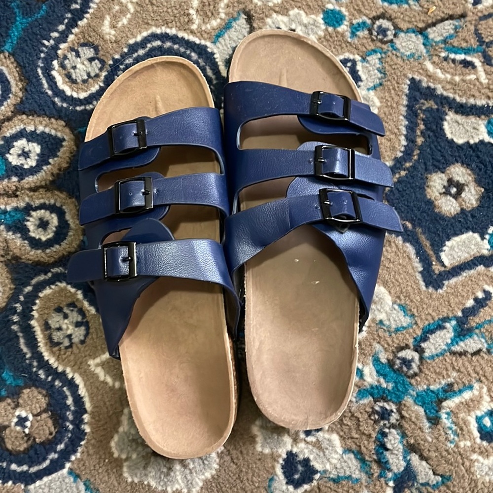 Dark blue 3 strap sandals size 8 New